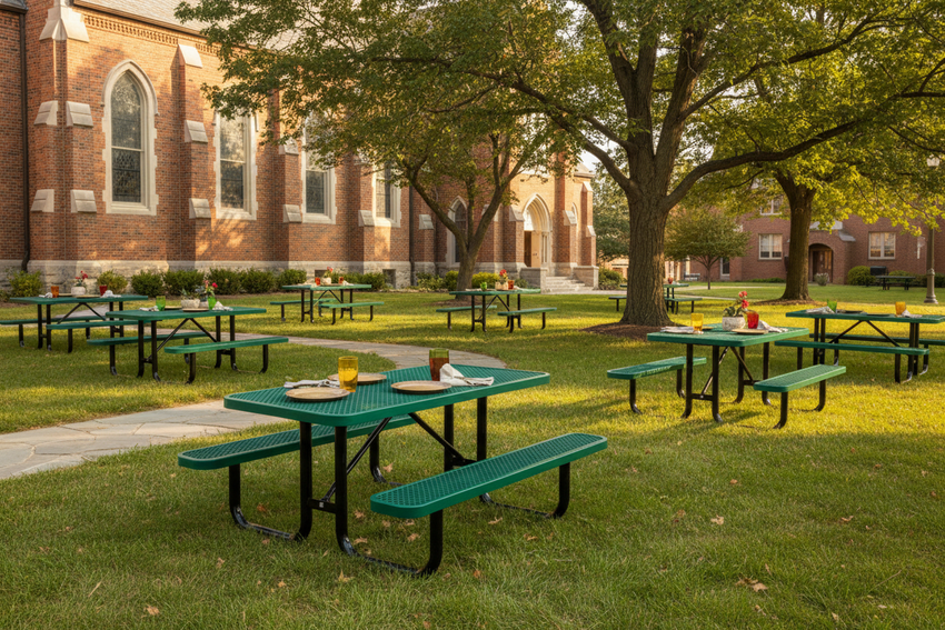 Mantilla Picnic Tables Church Yard Outdoor Dining Groupings