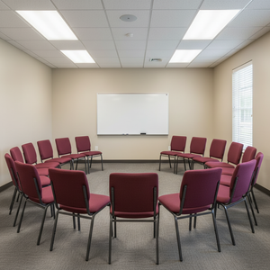 Small Group Meeting - Concentric Semi-Circles Facing Whiteboard